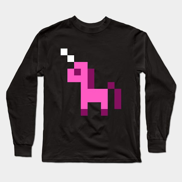 Pink Pixel Unicorn Long Sleeve T-Shirt by Bumblebeast